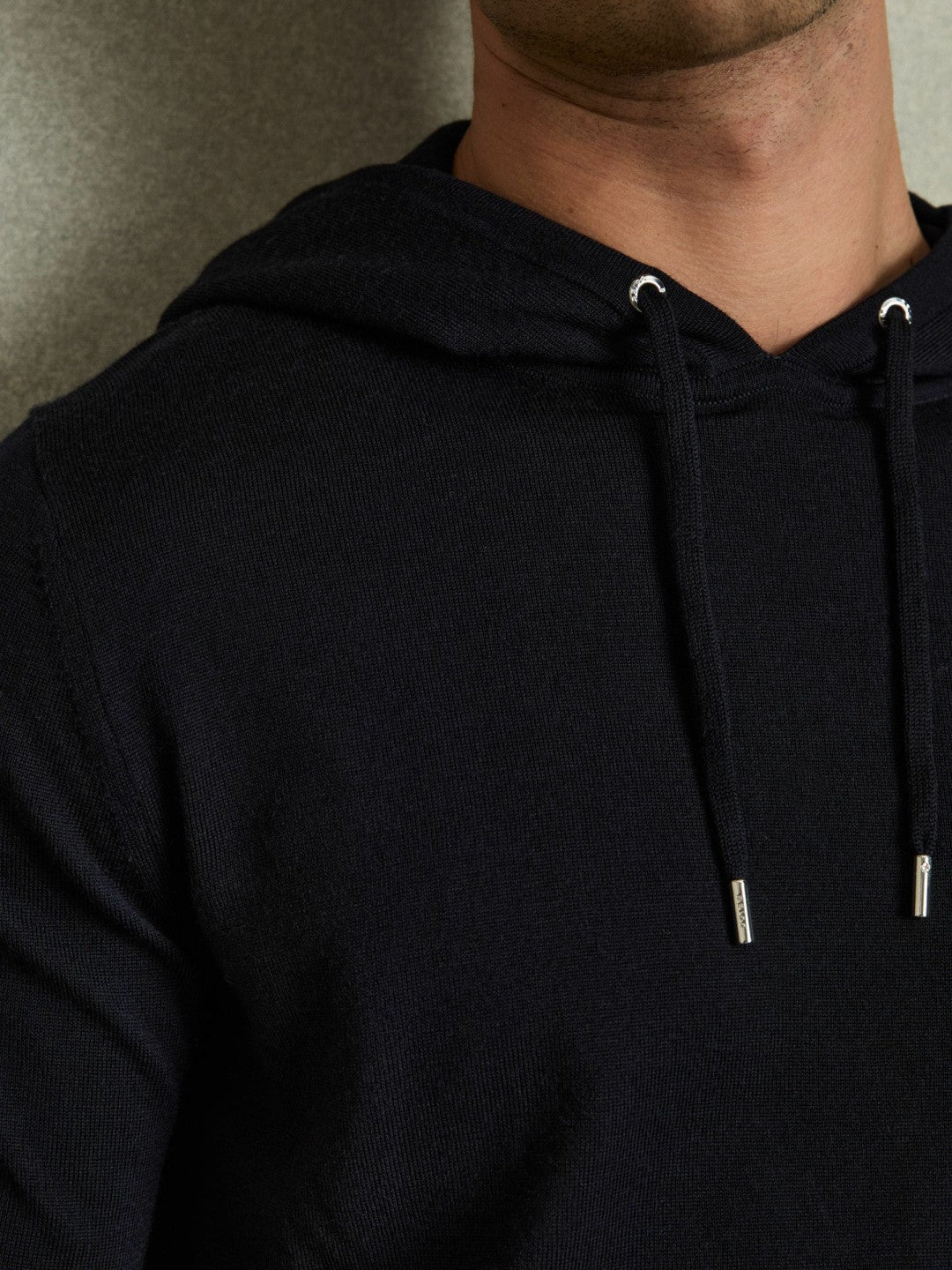 Reiss | Merino Wool Drawstring Hoodie in Navy