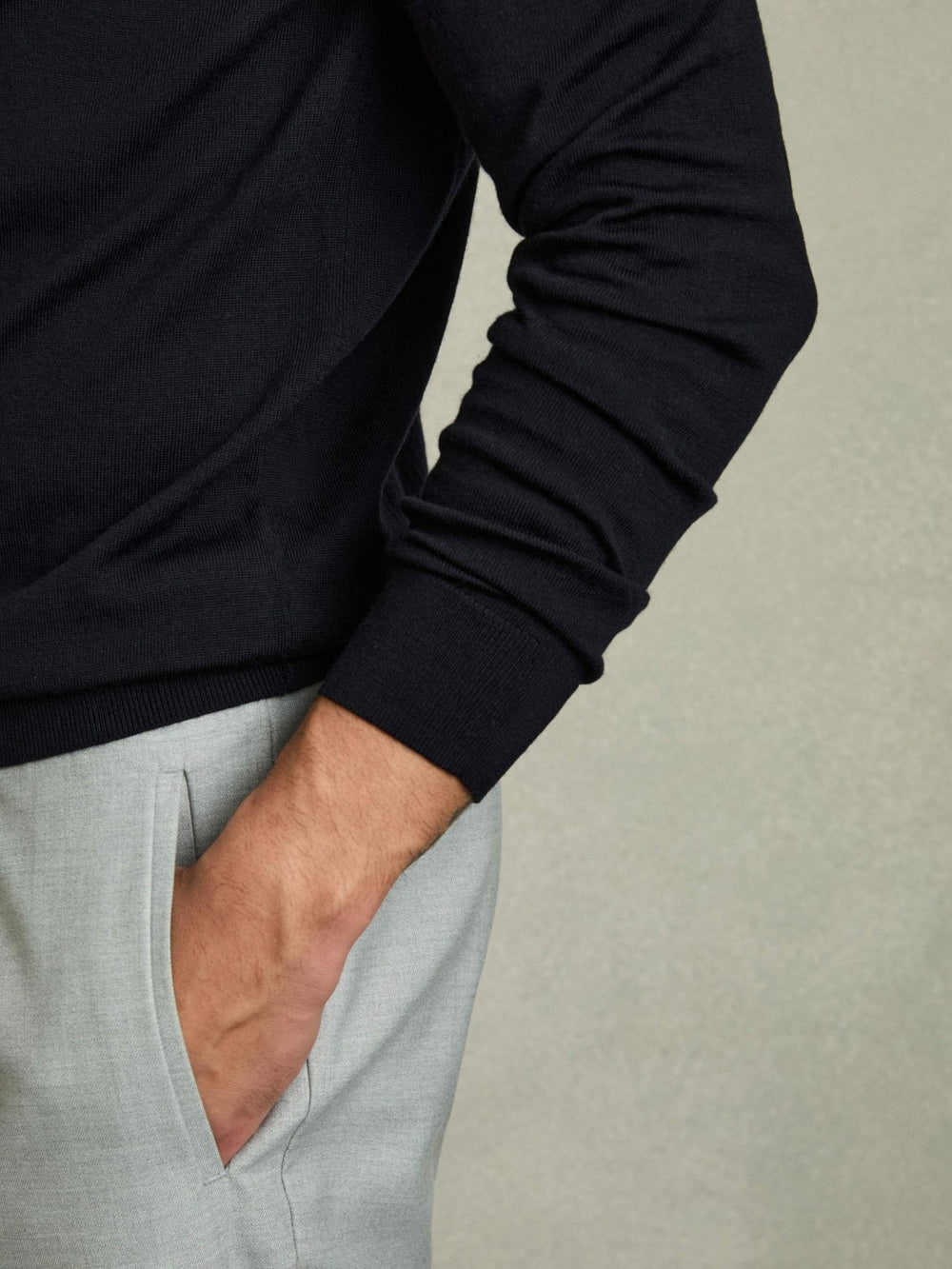 Reiss | Merino Wool Drawstring Hoodie in Navy