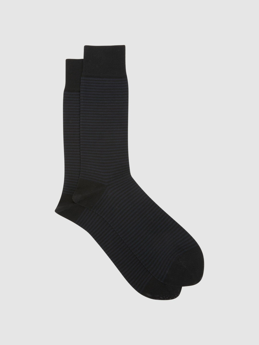 Reiss | Striped Socks in Black/Navy