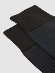 Reiss | Striped Socks in Black/Navy