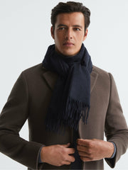 Reiss | Wool and Cashmere Scarf in Navy