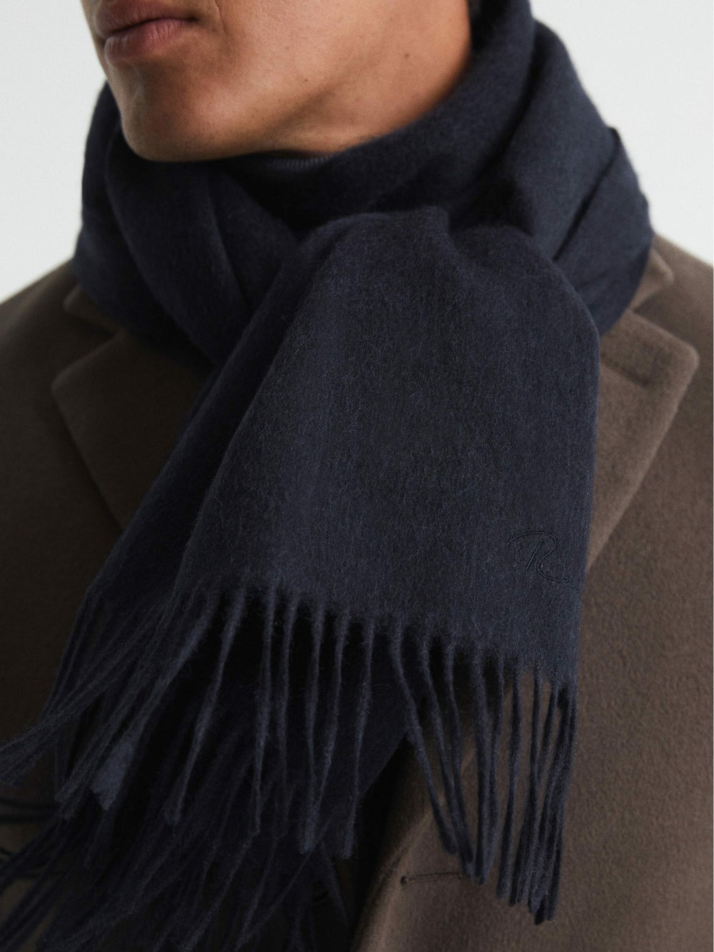 Reiss | Wool and Cashmere Scarf in Navy