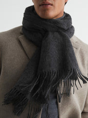 Reiss | Wool and Cashmere Scarf in Charcoal