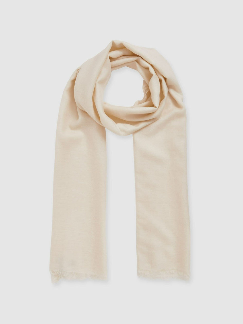 Reiss | Wool-Cashmere Lightweight Scarf in Off White