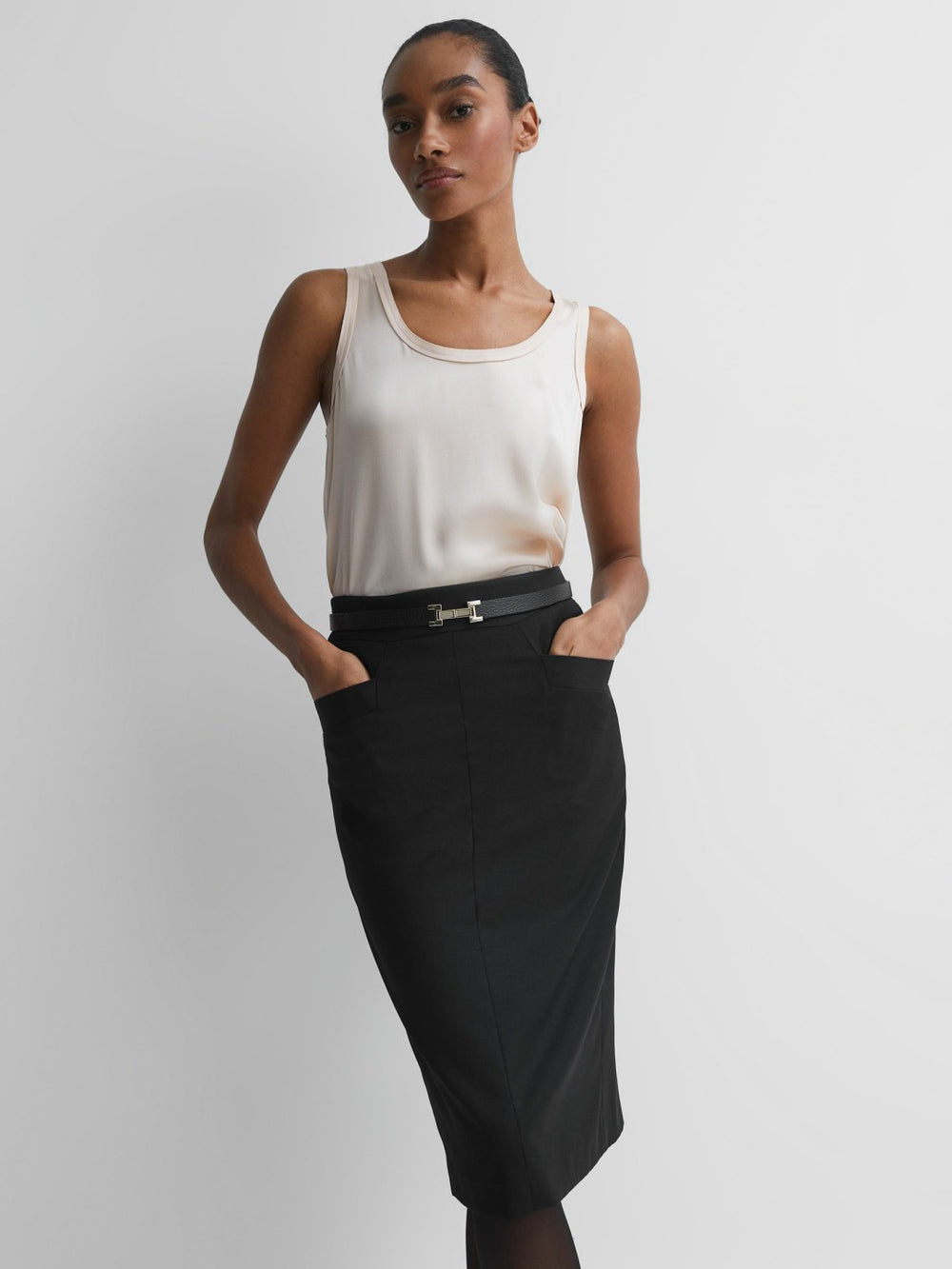 Reiss | Petite Tailored Pencil Skirt in Black