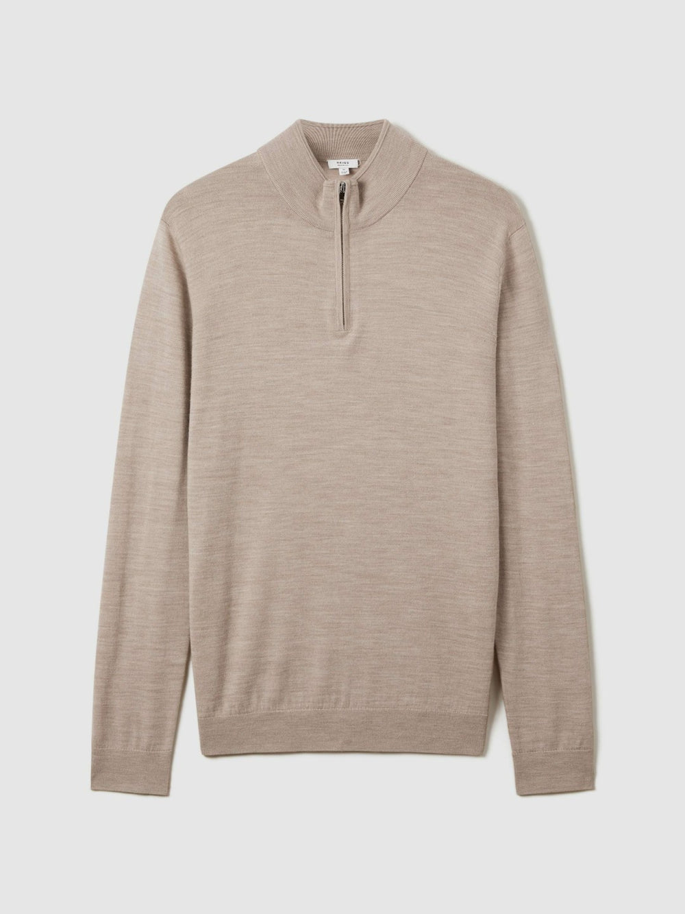 Reiss | Merino Wool Half-Zip Jumper in Wheat Melange