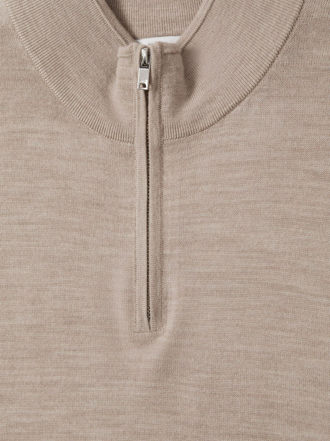 Reiss | Merino Wool Half-Zip Jumper in Wheat Melange