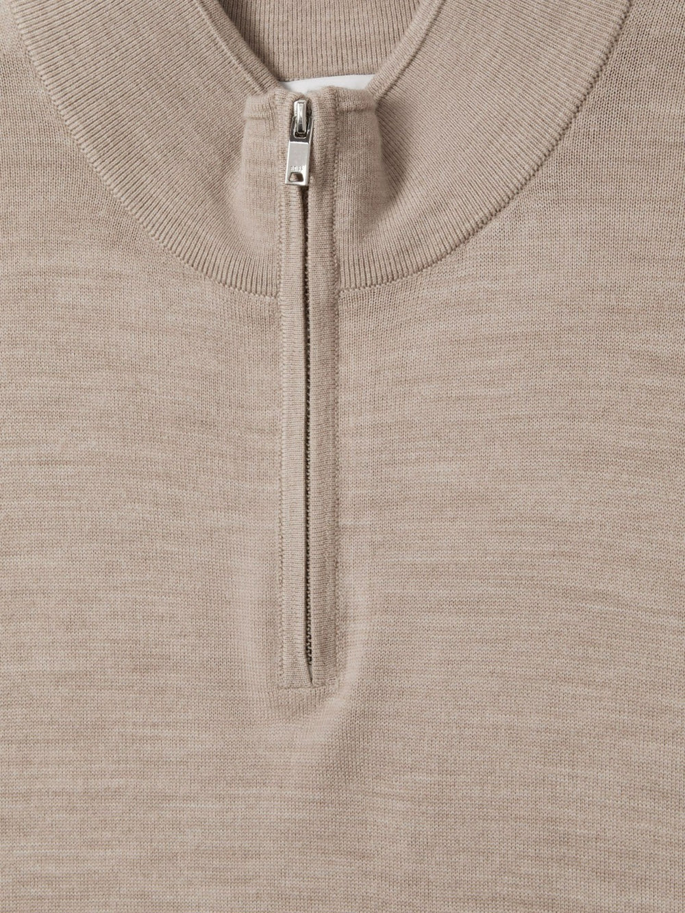 Reiss | Merino Wool Half-Zip Jumper in Wheat Melange