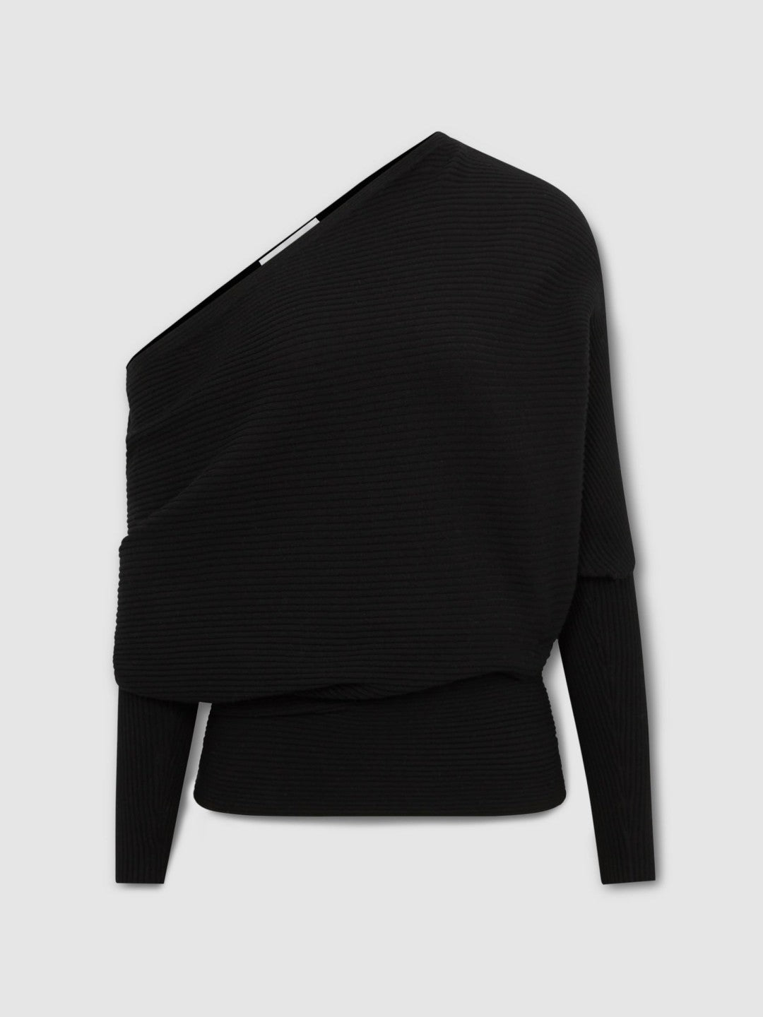 Reiss | Asymmetric Draped Knitted Jumper in Black