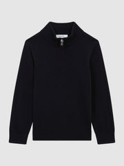 Reiss | 3-9 yrs Merino Wool Zip-Neck Jumper in Navy