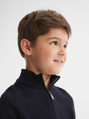 Reiss | 3-9 yrs Merino Wool Zip-Neck Jumper in Navy