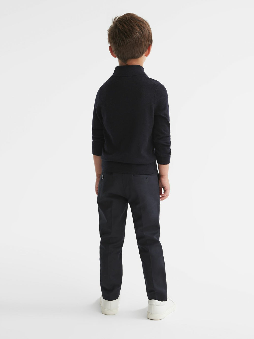 Reiss | 3-9 yrs Merino Wool Zip-Neck Jumper in Navy