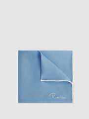 Reiss | Plain Silk Pocket Square in Soft Blue