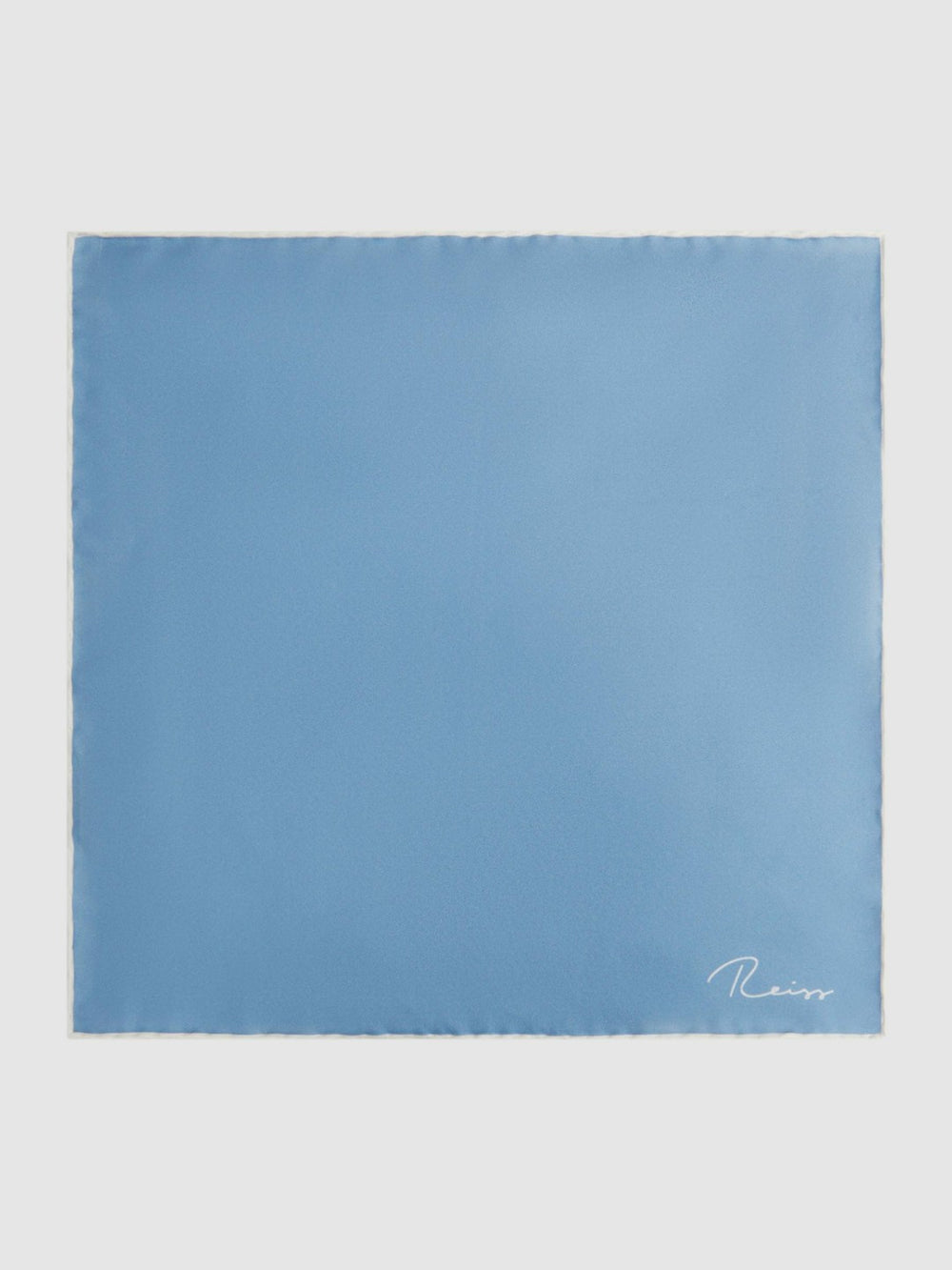 Reiss | Plain Silk Pocket Square in Soft Blue