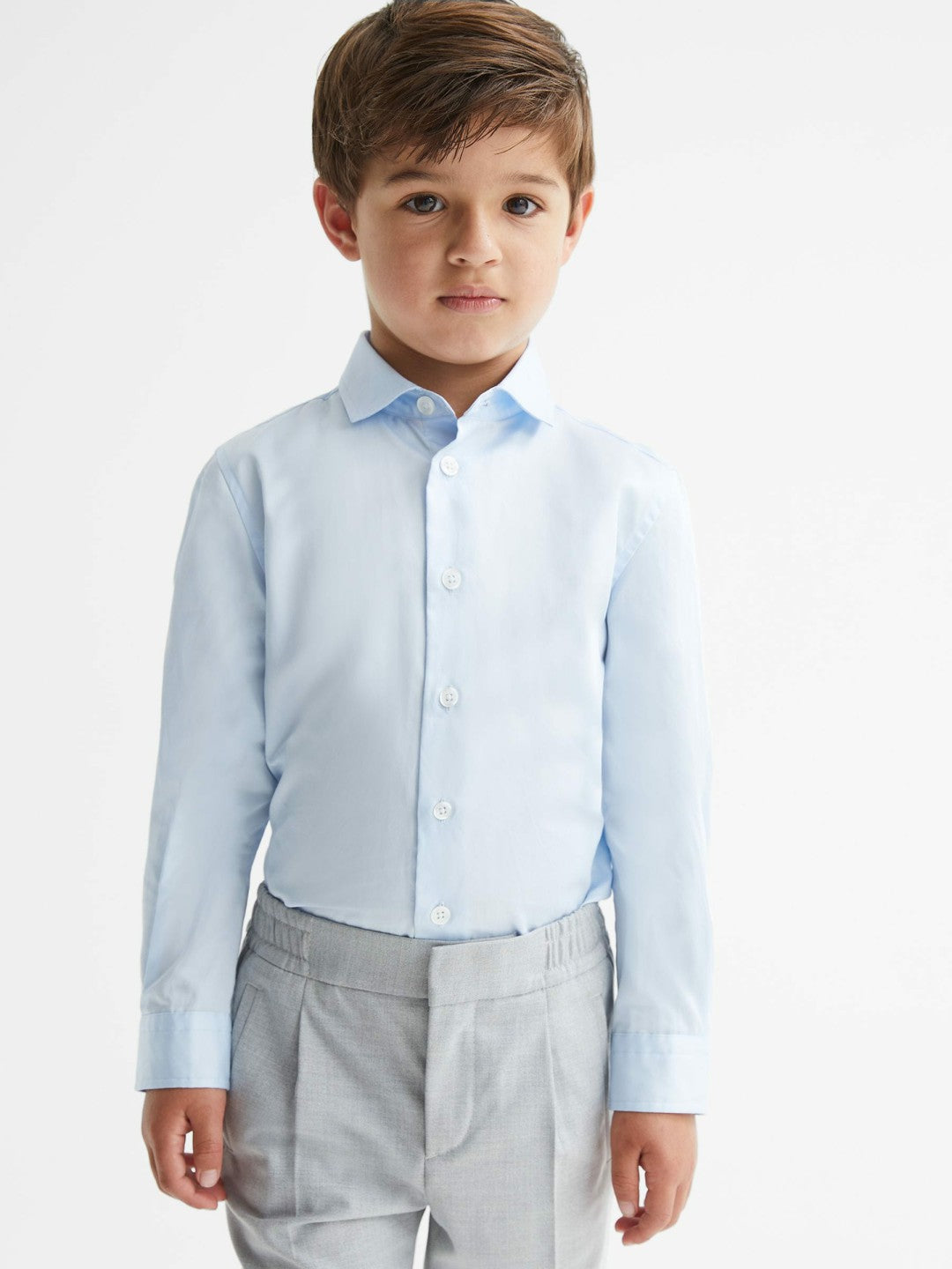 Reiss | 4-9 yrs Slim-Fit Cotton Shirt in Soft Blue