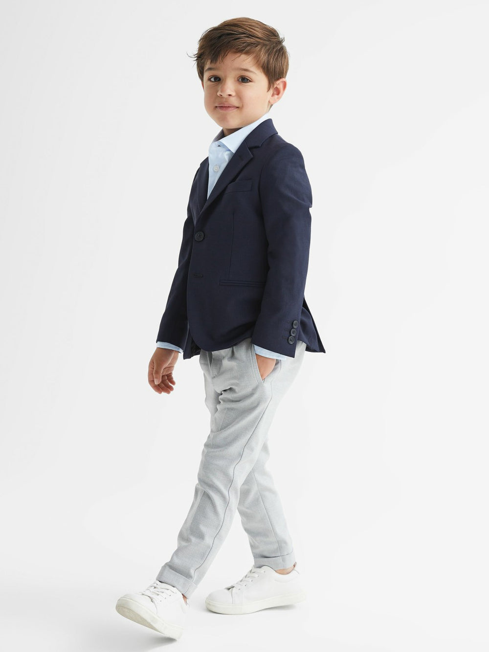 Reiss | 4-9 yrs Slim-Fit Cotton Shirt in Soft Blue