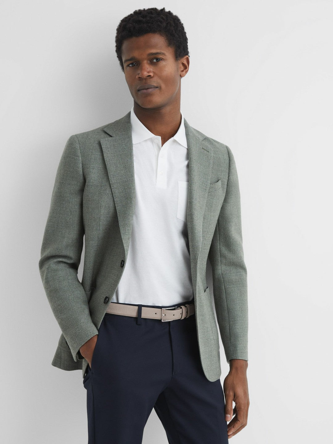 Reiss | Suede Belt in Stone