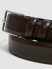 Reiss | Smooth Leather Belt in Chocolate