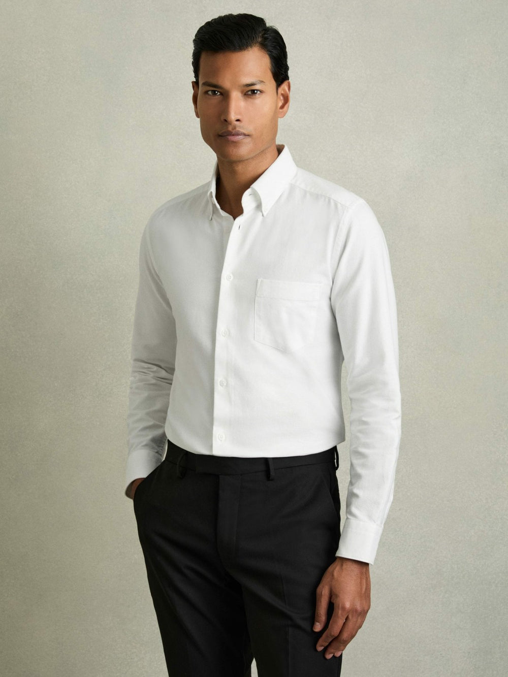 Reiss | Slim-Fit Button-Down Collar Cotton Oxford Shirt in White