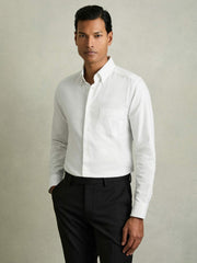 Reiss | Slim-Fit Button-Down Collar Cotton Oxford Shirt in White