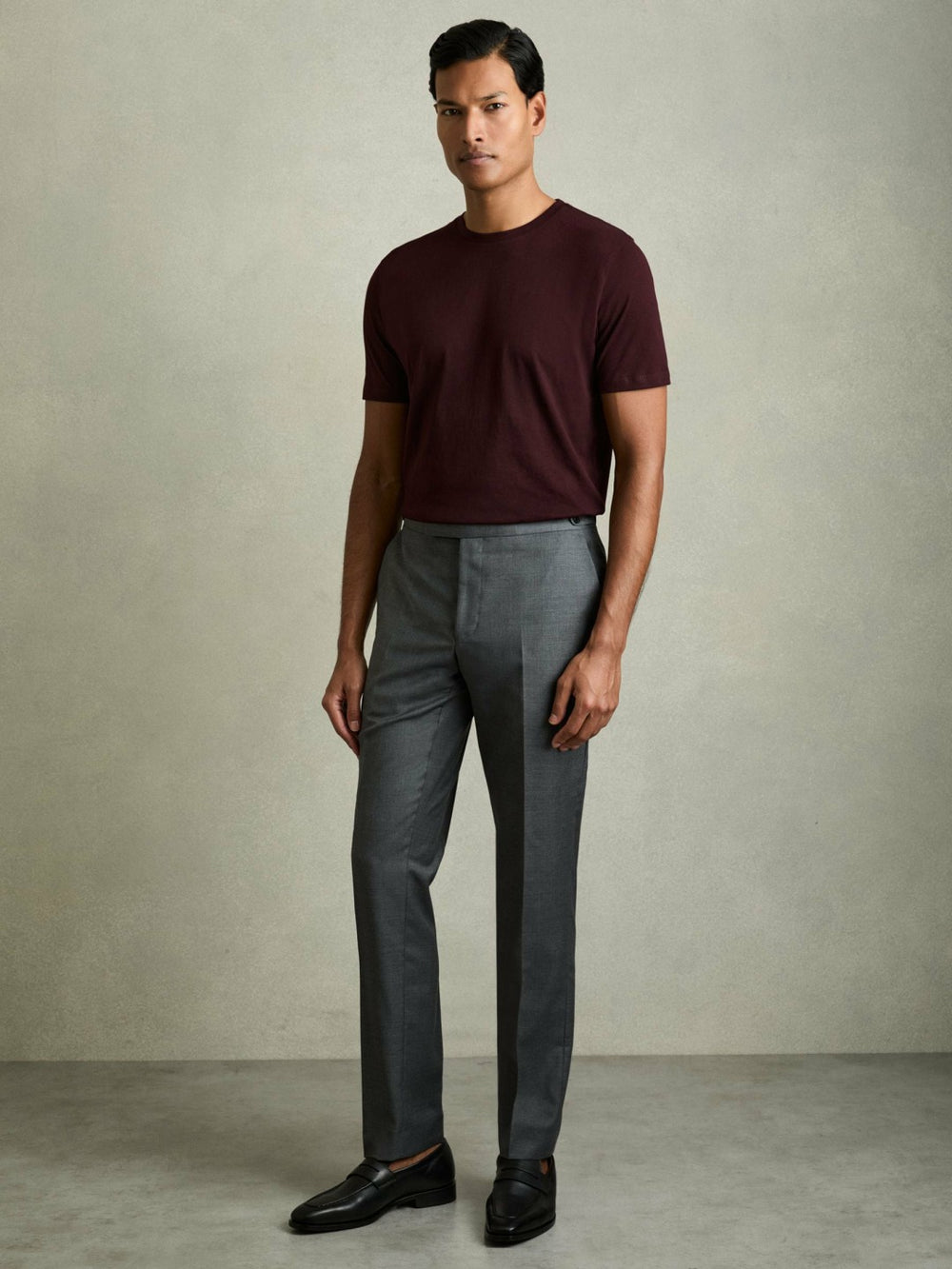 Reiss | Cotton Crew Neck T-Shirt in Bordeaux