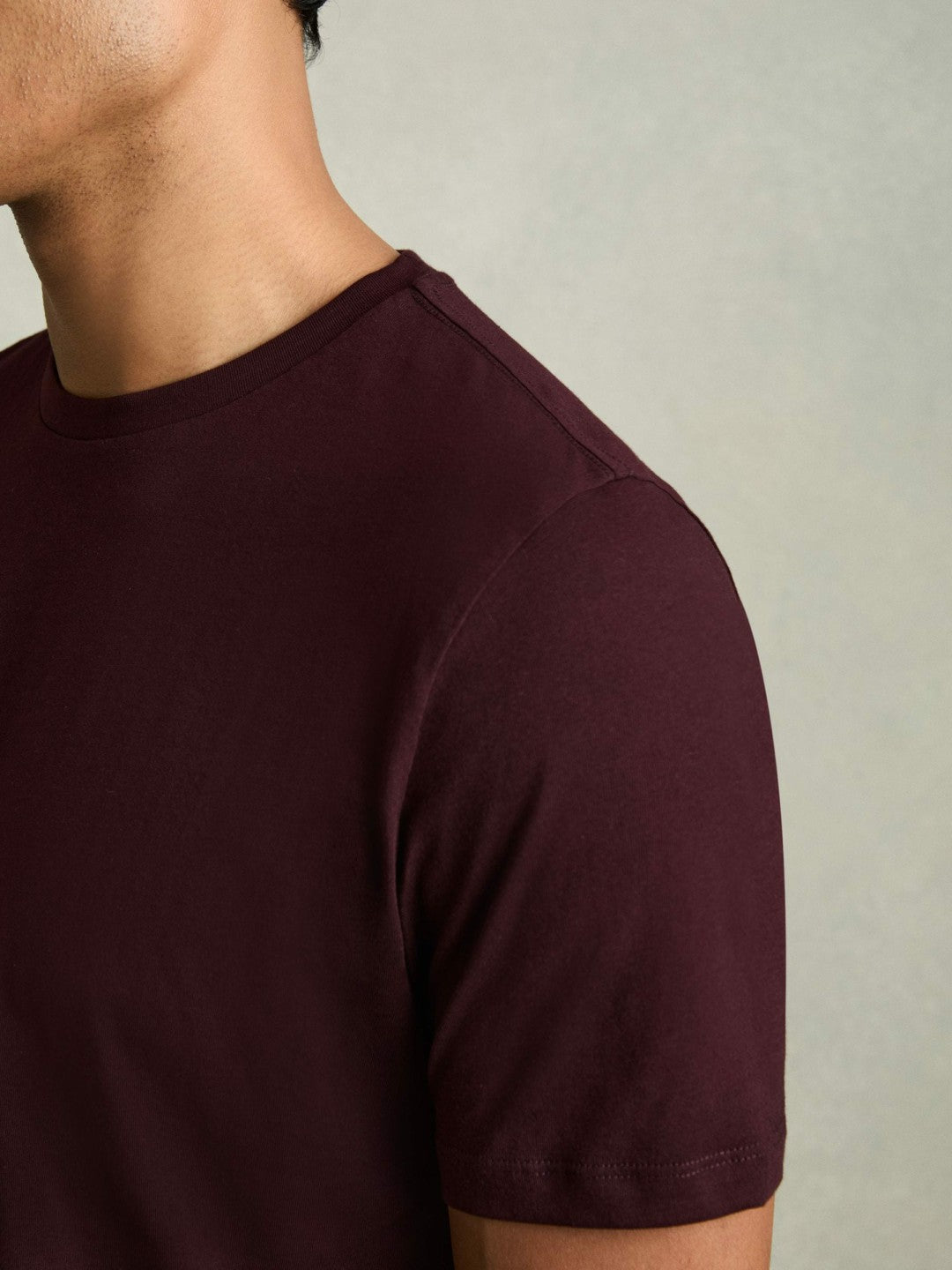 Reiss | Cotton Crew Neck T-Shirt in Bordeaux