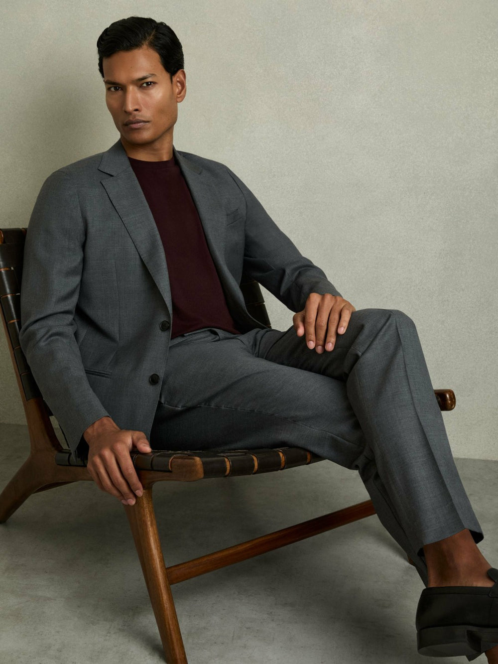 Reiss | Cotton Crew Neck T-Shirt in Bordeaux
