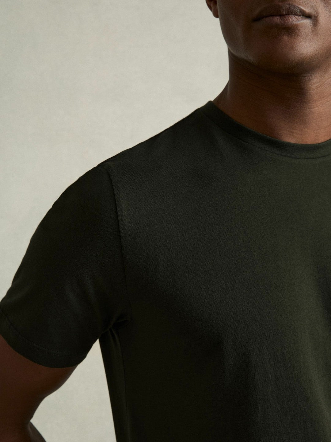 Reiss | Cotton Crew Neck T-Shirt in Oxidised Green