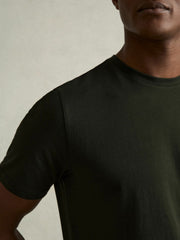 Reiss | Cotton Crew Neck T-Shirt in Oxidised Green