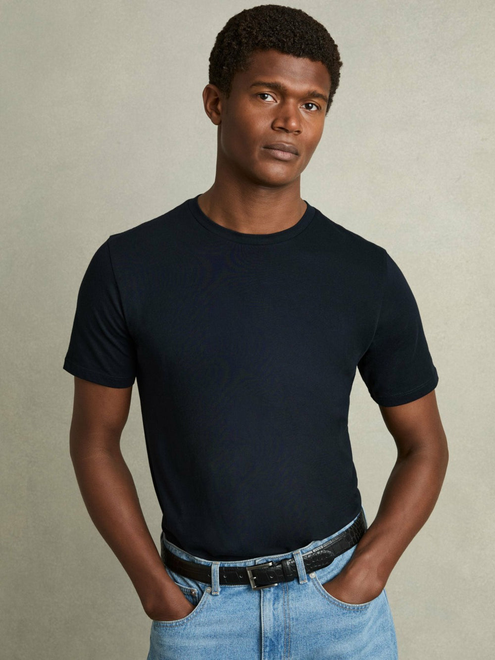 Reiss | Cotton Crew Neck T-Shirt in Navy