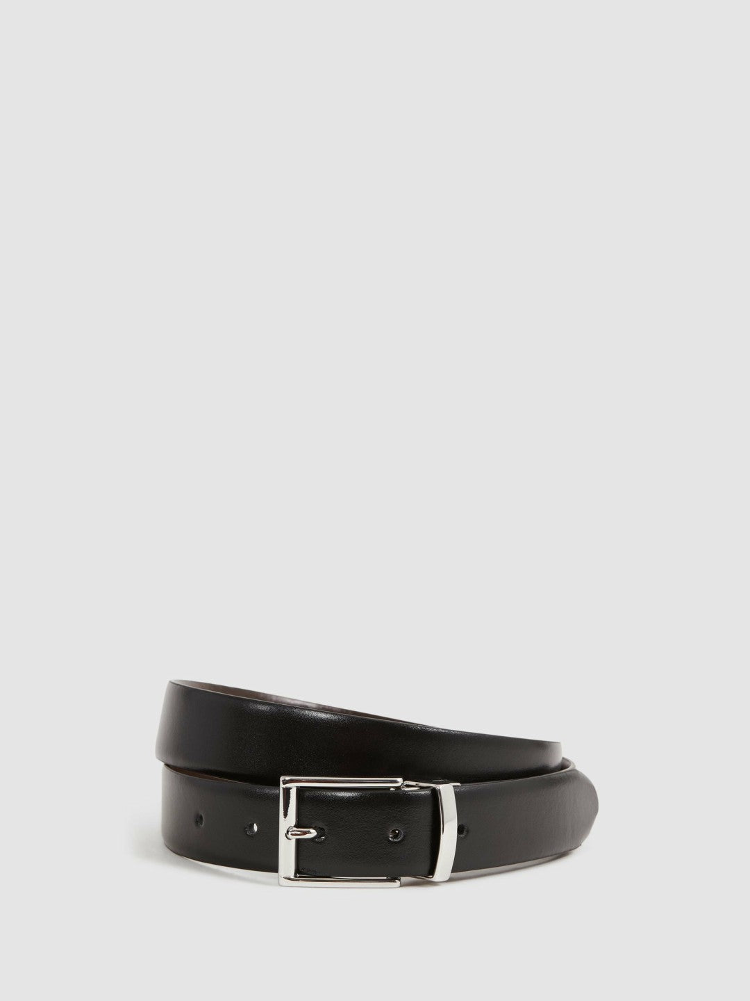 Reiss | Reversible Leather Belt in Black/Dark Brown
