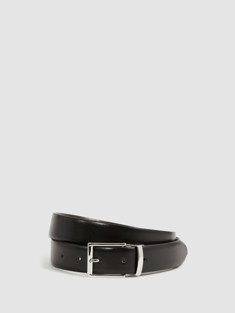 Reiss | Reversible Leather Belt in Black/Dark Brown
