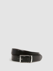Reiss | Reversible Leather Belt in Black/Dark Brown