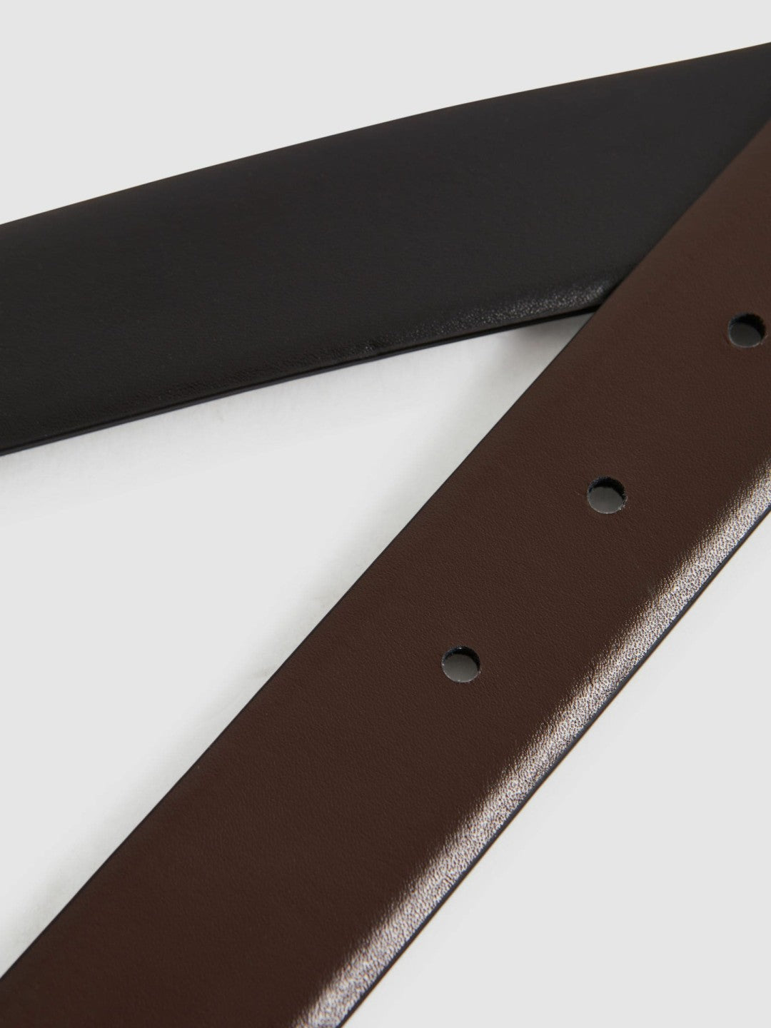 Reiss | Reversible Leather Belt in Black/Dark Brown