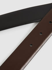 Reiss | Reversible Leather Belt in Black/Dark Brown