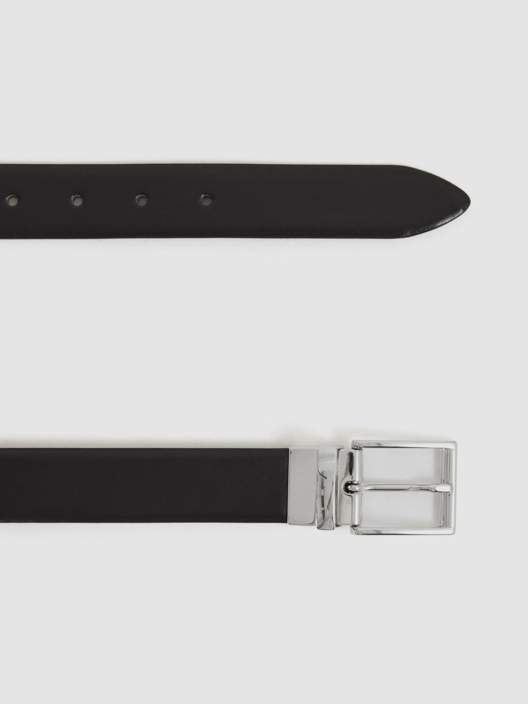 Reiss | Reversible Leather Belt in Black/Dark Brown