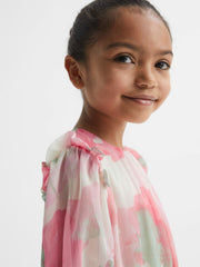 Reiss | 4-9 yrs Printed Tiered Dress in Pink Print