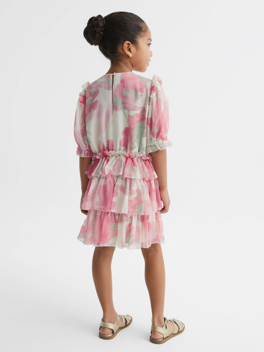 Reiss | 4-9 yrs Printed Tiered Dress in Pink Print