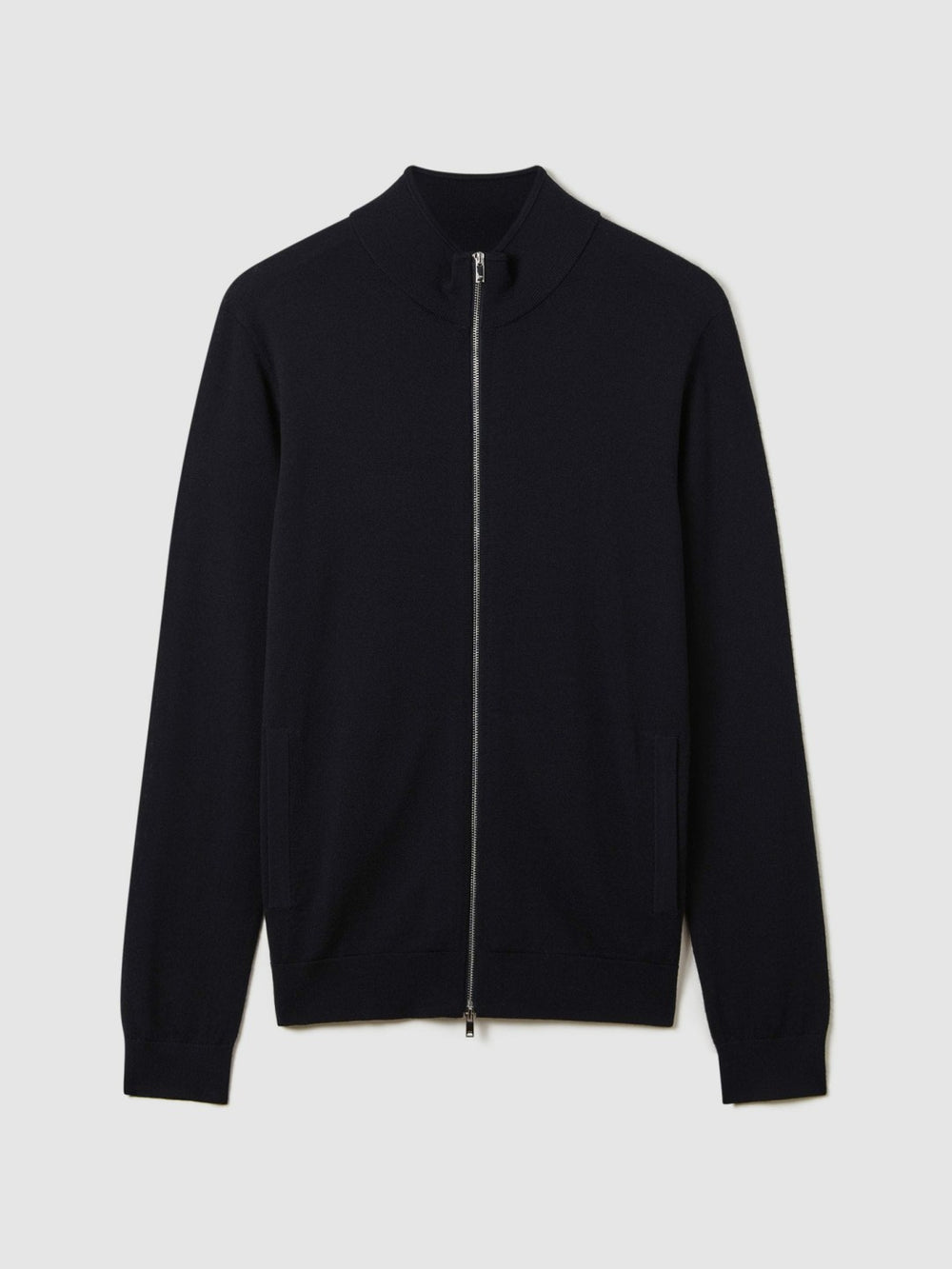 Reiss | Merino Wool Zip-Through Cardigan in Navy