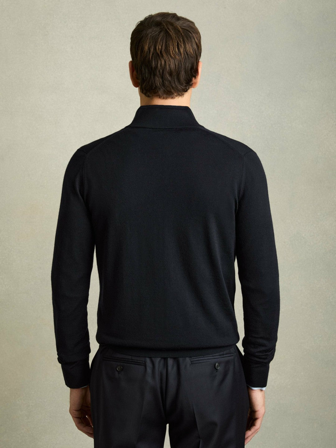 Reiss | Merino Wool Zip-Through Cardigan in Navy