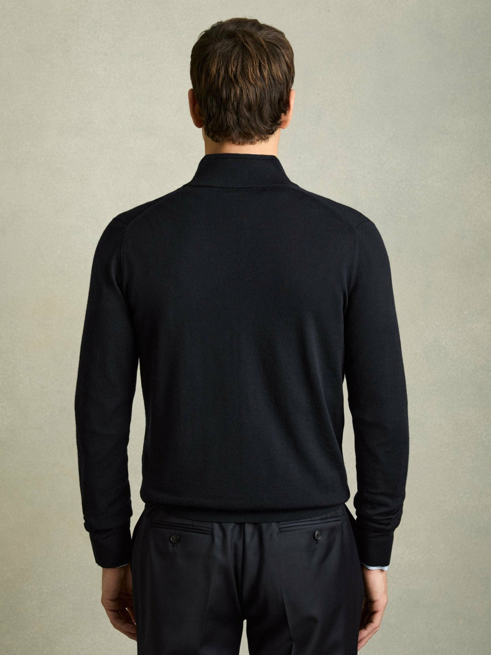 Reiss | Merino Wool Zip-Through Cardigan in Navy