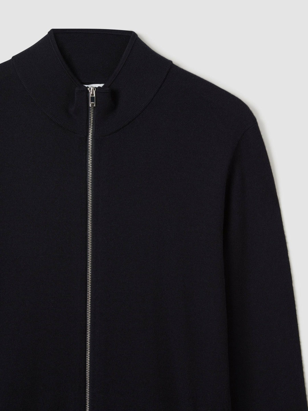 Reiss | Merino Wool Zip-Through Cardigan in Navy