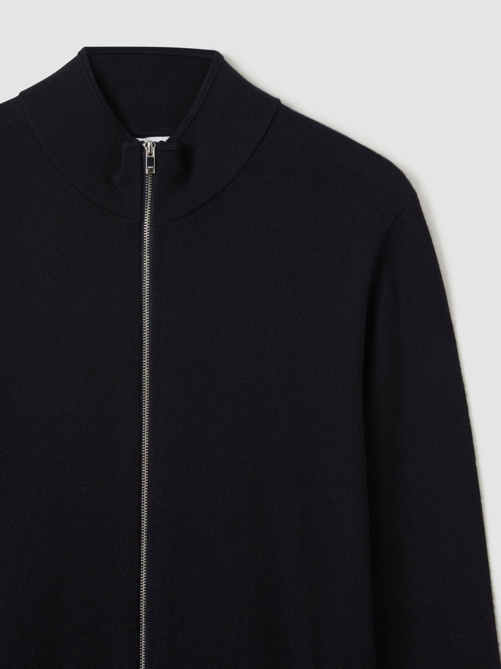Reiss | Merino Wool Zip-Through Cardigan in Navy