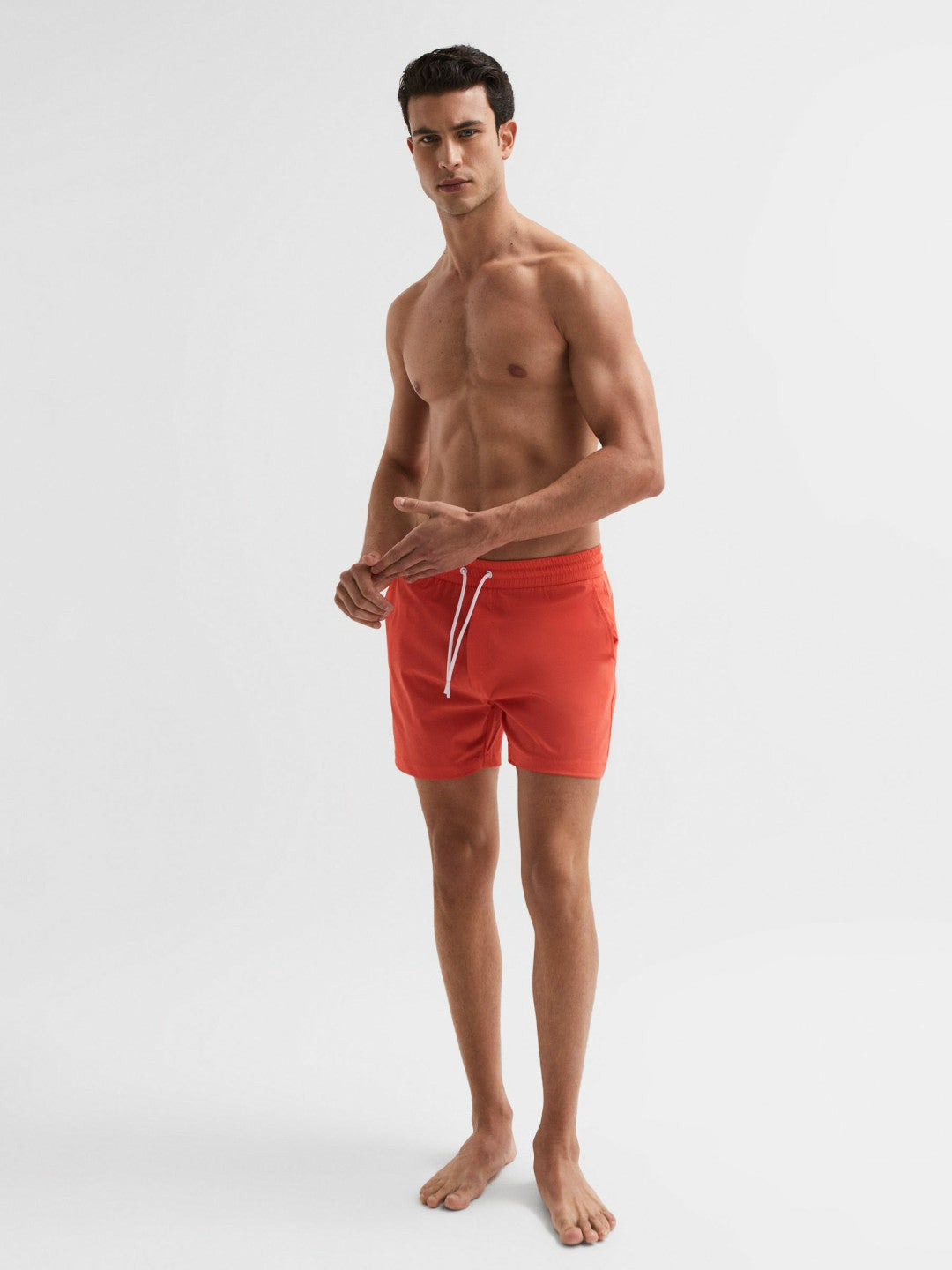 Reiss | Plain Drawstring Swim Shorts in Bright Orange