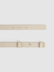 Reiss | Leather Square Hinge Belt in Stone