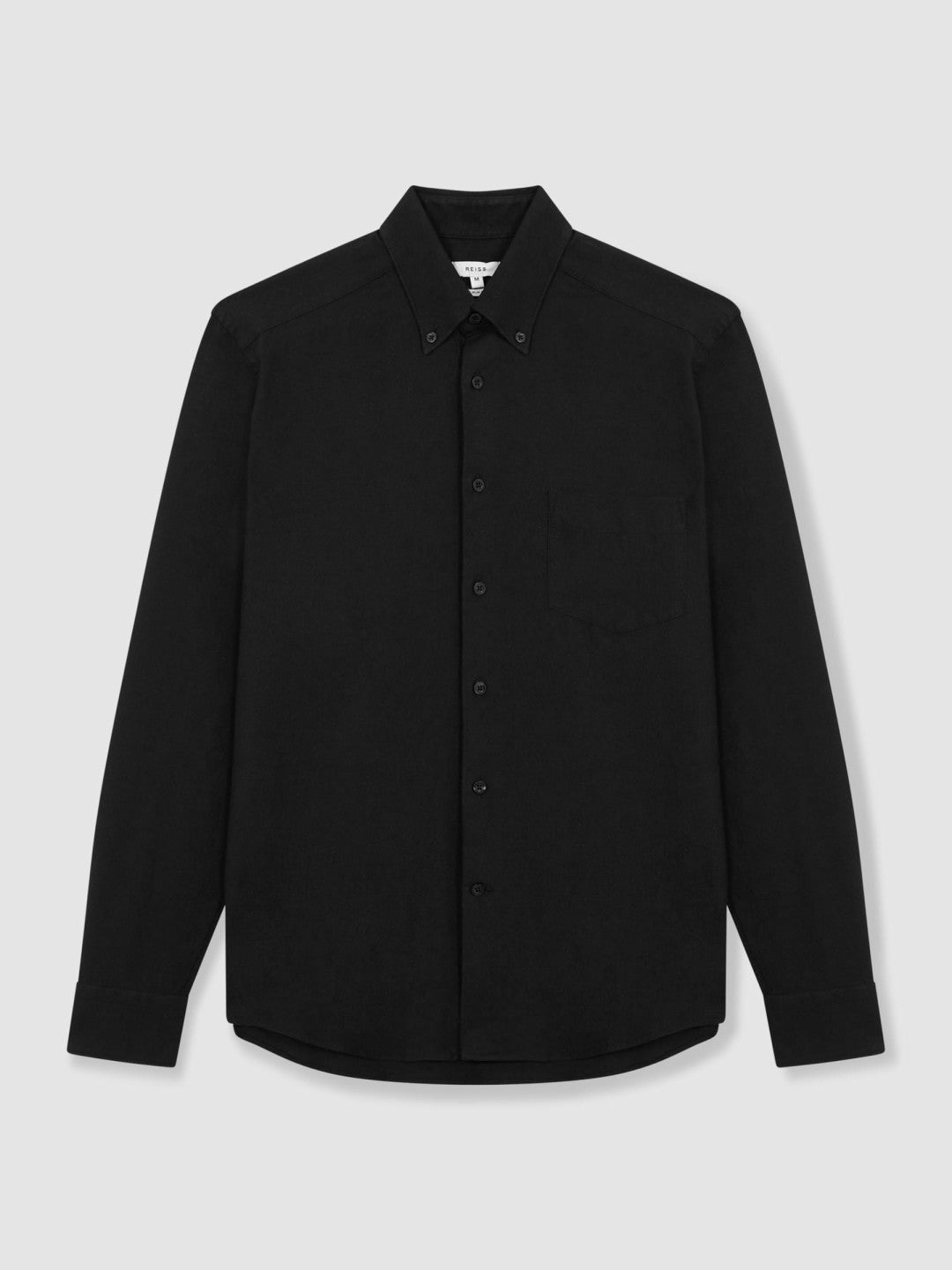 Reiss | Slim-Fit Button-Down Collar Cotton Oxford Shirt in Black
