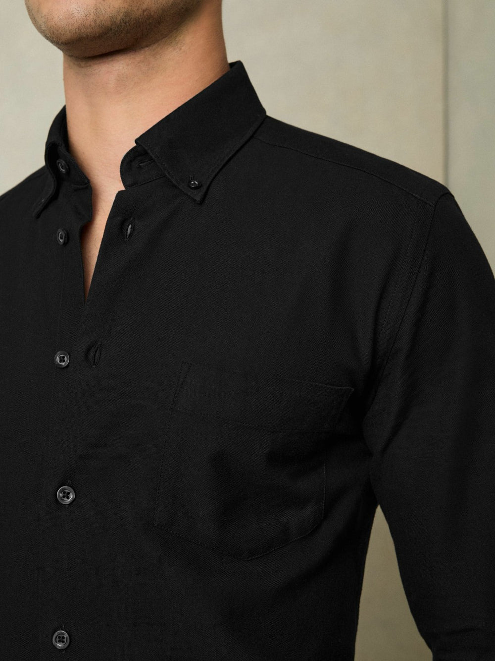 Reiss | Slim-Fit Button-Down Collar Cotton Oxford Shirt in Black