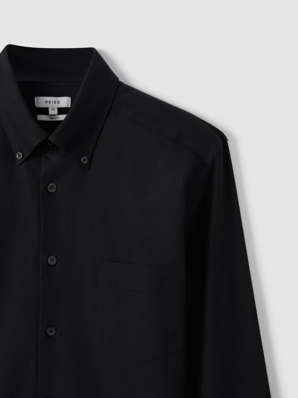 Reiss | Slim-Fit Button-Down Collar Cotton Oxford Shirt in Black