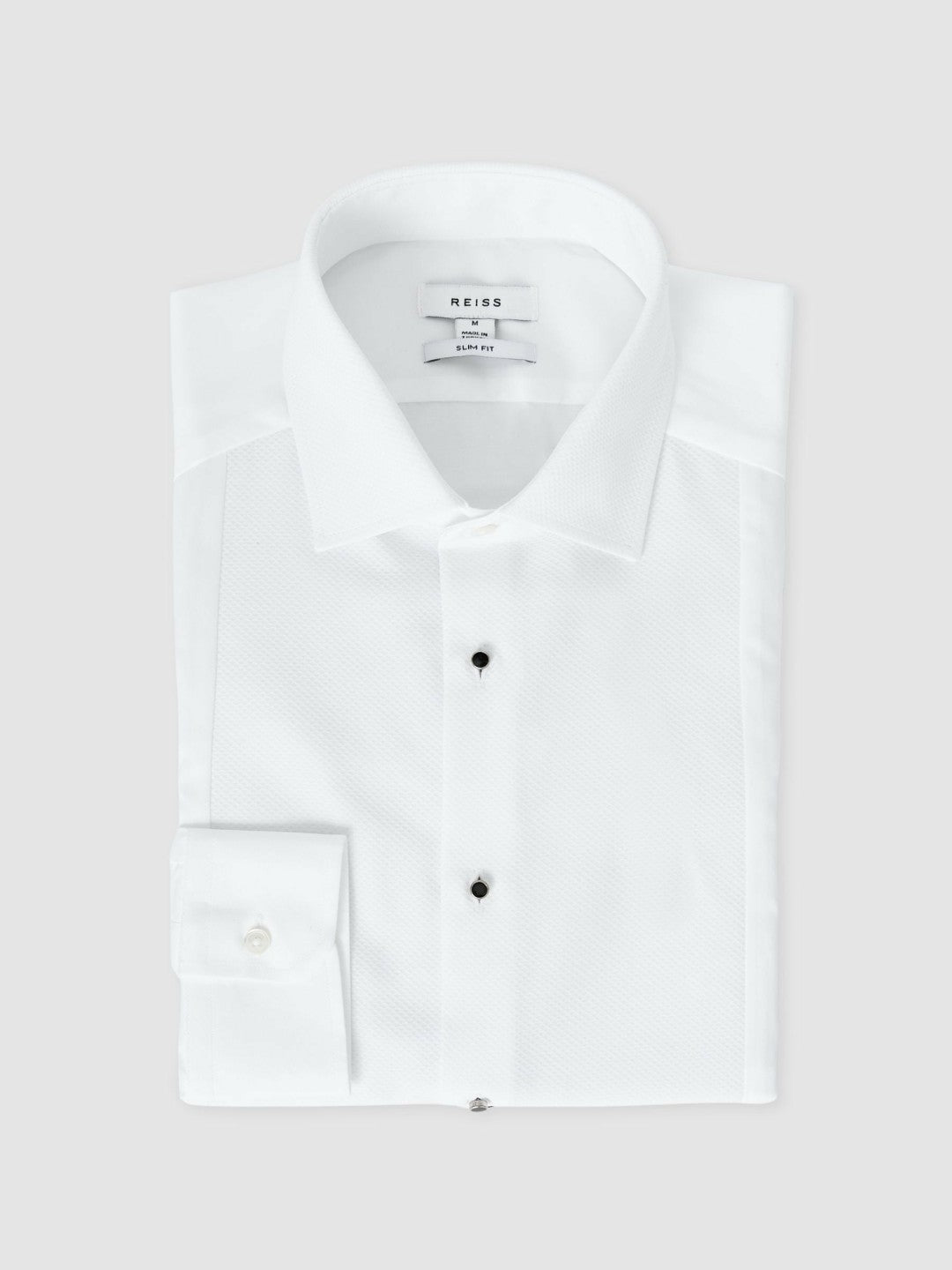 Reiss | Slim Fit Cotton Marcella Tuxedo Shirt in White