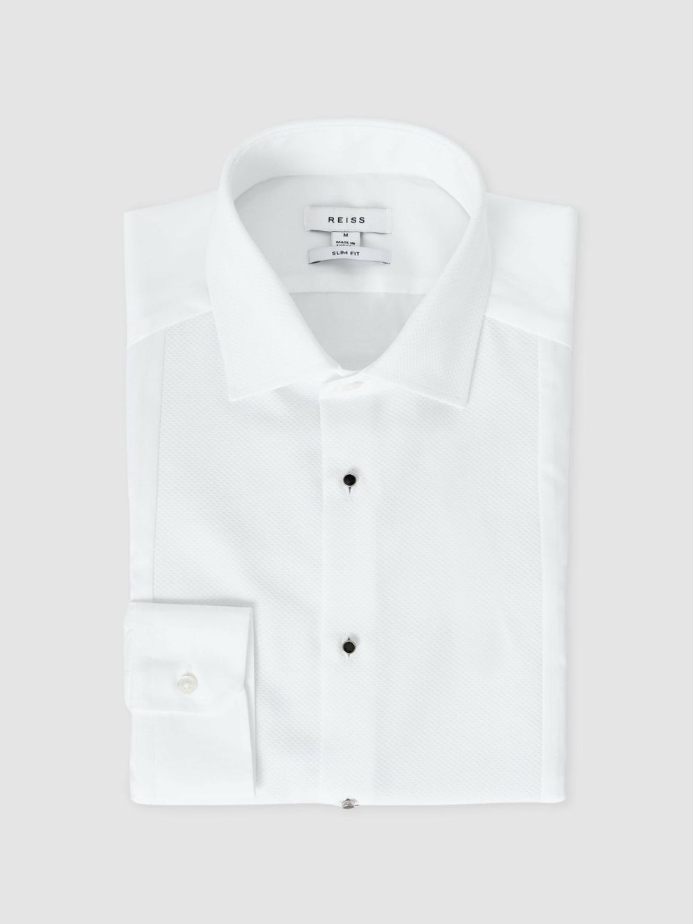 Reiss | Slim Fit Cotton Marcella Tuxedo Shirt in White